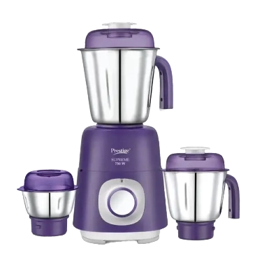 Prestige 750 Watts Supreme Mixer Grinder with 3 Stainless Steel Jars| Sturdy Handles| Durable Body| Purple