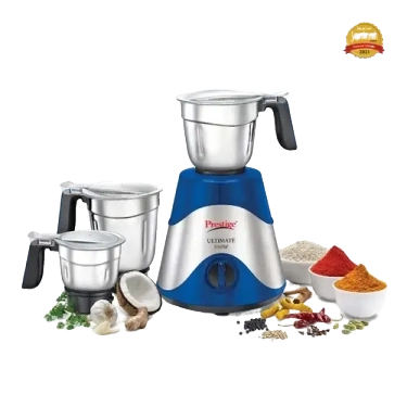 Prestige Ultimate 550 W Mixer Grinder, 3 Jars (1600 ml, 1300 ml, 700 ml) (Blue, Silver)