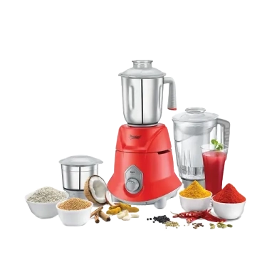 Prestige Supra 750 W Mixer Grinder, 3 Jars (1500 ml, 1500 ml, 300 ml) (Red, Silver)