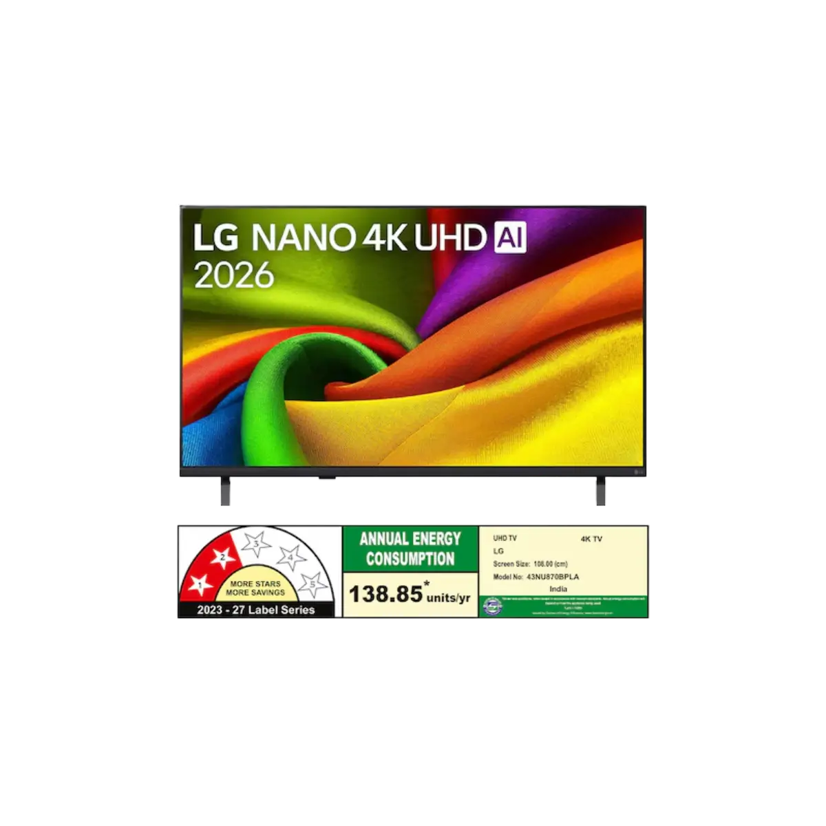 LG NANO 4K UHD AI TV 43NU870BPLA | 4K UHD | α7 AI Processor 4K Gen9 | HDR10 Pro | 60Hz | webOS 26 | AI Smart TV