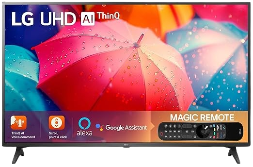 LG 108 cm (43) UHD TV (UQ75) with α5 Gen5 AI Processor 4K, ThinQ AI, Active HDR, Smart AI