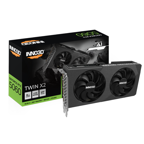 INNO3D RTX 5060 Twin X2 OC White SFF 8GB GDDR7 Graphics Card - N50602-08D7X-195070W