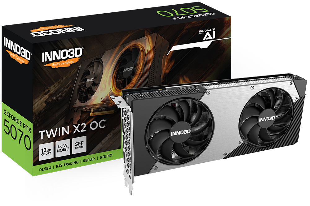 INNO3D RTX 5070 Twin X2 OC 12GB GDDR7 Graphics Card - N50702-12D7X-195064N