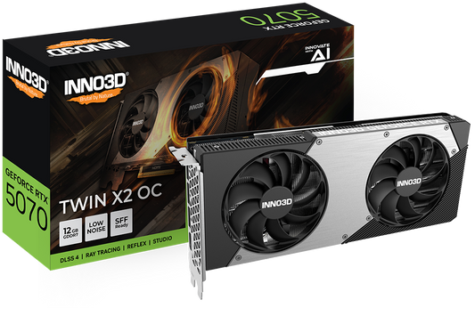INNO3D RTX 5070 Twin X2 OC 12GB GDDR7 Graphics Card - N50702-12D7X-195064N