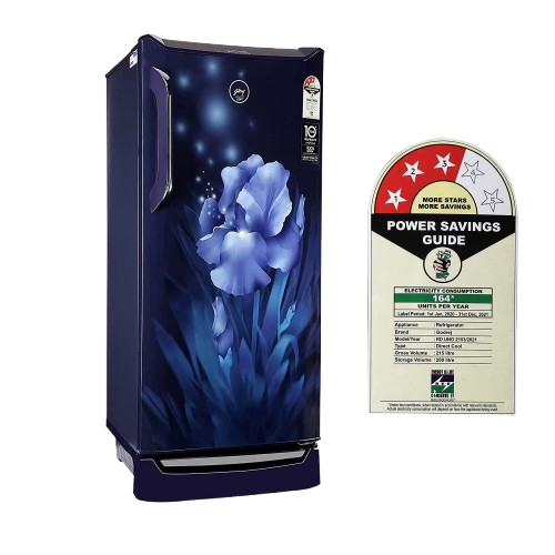 Godrej 215 L 3 Star Direct Cool Cool Lock Technology With Base Drawer Single Door Refrigerator (RD UNO 2153 PTDF AQ BL, Aqua Blue)