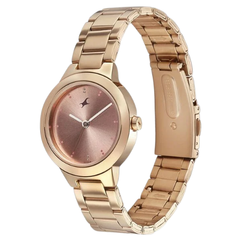 Fastrack Pulse Quartz Analog Pink Dial Stainless Steel Strap Watch for Girls