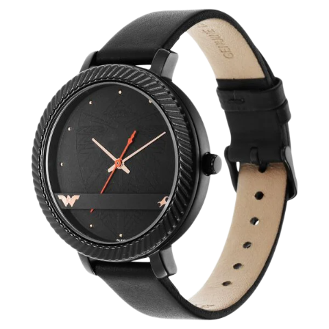 Fastrack Wonder Woman Quartz Analog Black Dial Leather Strap Watch for Girls