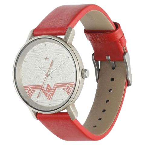 Fastrack Wonder Woman Quartz Analog Silver Dial Leather Strap Watch for Girls