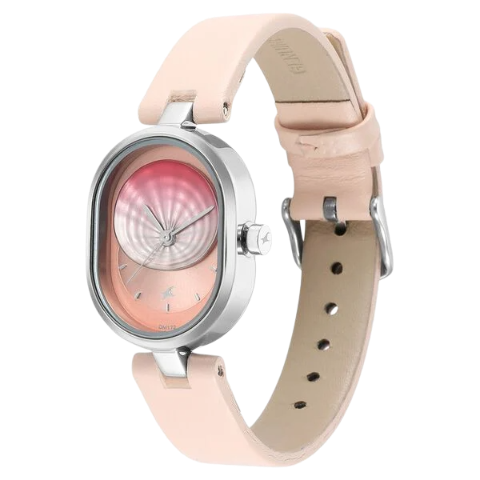Fastrack Uptown Retreat Quartz Analog Pink Dial Leather Strap Watch for Girls
