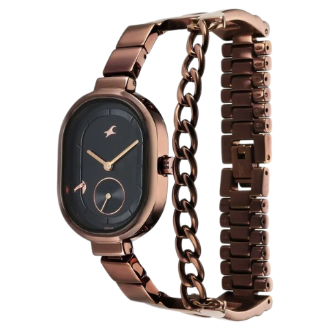 Fastrack Maximinimal Quartz Analog Black Dial Stainless Steel Strap Watch for Girls