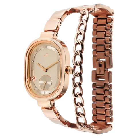 Fastrack Maximinimal Quartz Analog Grey Dial Stainless Steel Strap Watch for Girls