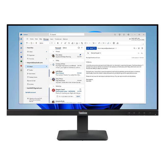 Lenovo ThinkVision S24-4e 23.8" (60.45 cm) Full HD IPS Monitor | 1920 × 1080 Resolution | 100Hz Refresh Rate | 4ms Response Time | HDMI & VGA Connectivity | Anti-Glare Display | Natural Low Blue Light | NearEdgeless Design | 3-Year Warranty