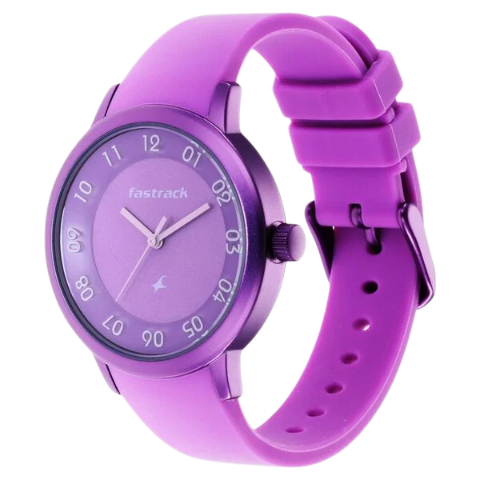Pop Colours Purple Dial Silicone Strap Watch for Girls