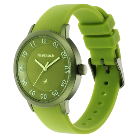 Pop Colours Green Dial Silicone Strap Watch for Girls