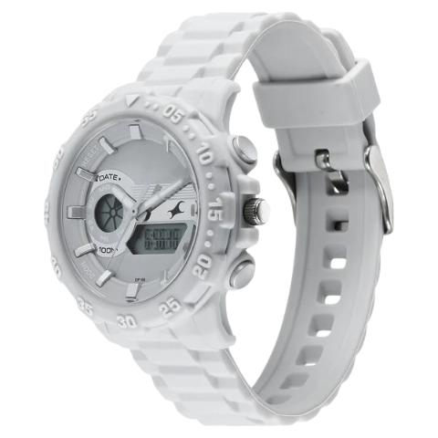 Fastrack Street line Quartz Analog Digital Grey Dial Silicone Strap Watch for Girls
