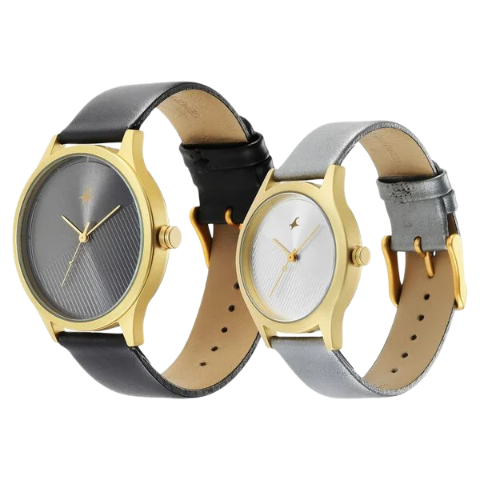 Fastrack Mixmatched Couple Watches with Grey and Silver Dial