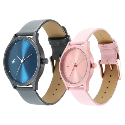 Fastrack Mixmatched Couple Watches with Blue and Pink Dial