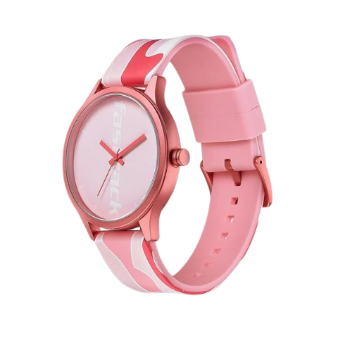 Fastrack Topicals Quartz Analog Pink Dial Silicone Strap Unisex Watch