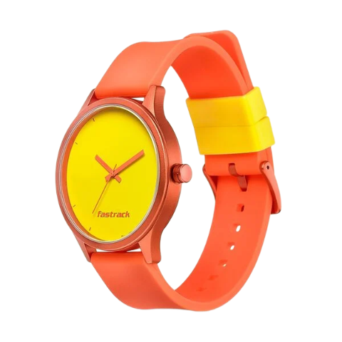 Fastrack Topicals Quartz Analog Yellow Dial Silicone Strap Unisex Watch