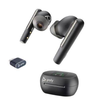 HP Poly Voyager Free 60+ UC M Carbon Black Earbuds +BT700 USB-C Adapter +Touchscreen Charge Case