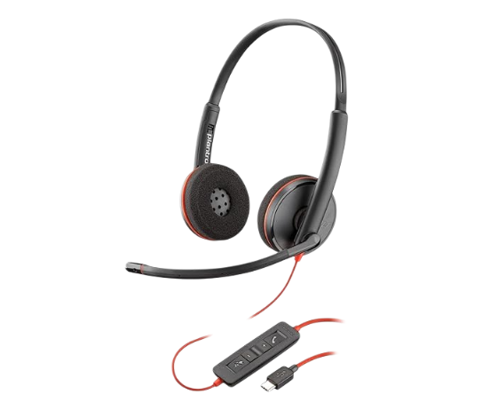 HP Poly Blackwire 3220 Stereo USB-C Headset +USB-C/A Adapter