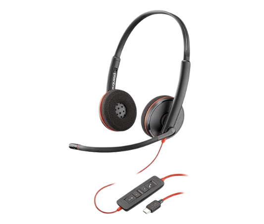 HP Poly Blackwire 3220 Stereo USB-C Headset +USB-C/A Adapter
