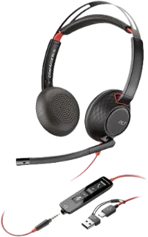 HP Poly Blackwire 5220 Stereo USB-C Headset +3.5mm Plug +USB-C/A Adapter