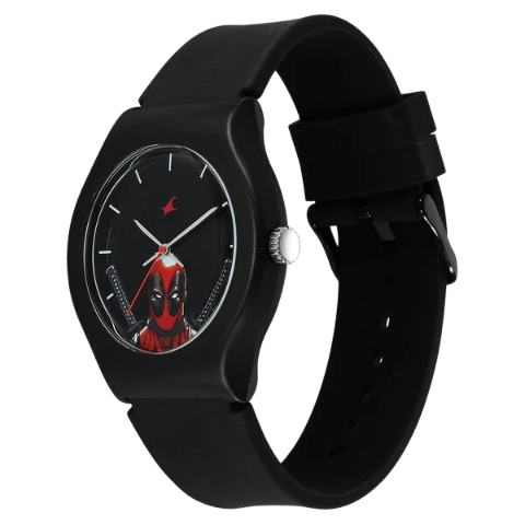 Fastrack Deadpool Wolverine Quartz Analog Black Dial With Black Silicone Strap Watch For Unisex