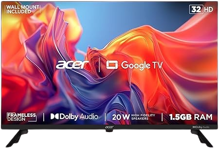 Acer 80 cm (32 inches) G Series HD Ready Smart LED Google TV AR32GT2841HDFL (Black)