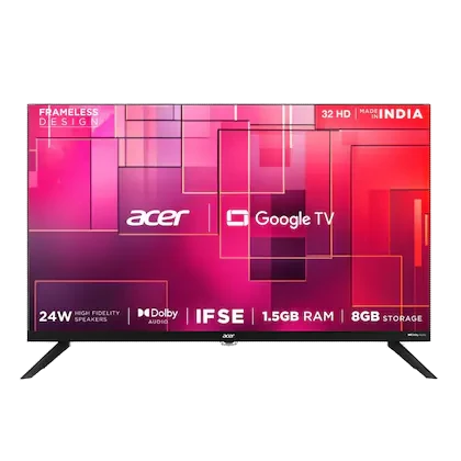 Acer G plus Series 80.01 cm (32 inch) HD Ready LED Smart Google TV, AR32HDGGR2841AD, Black, 2024 Model