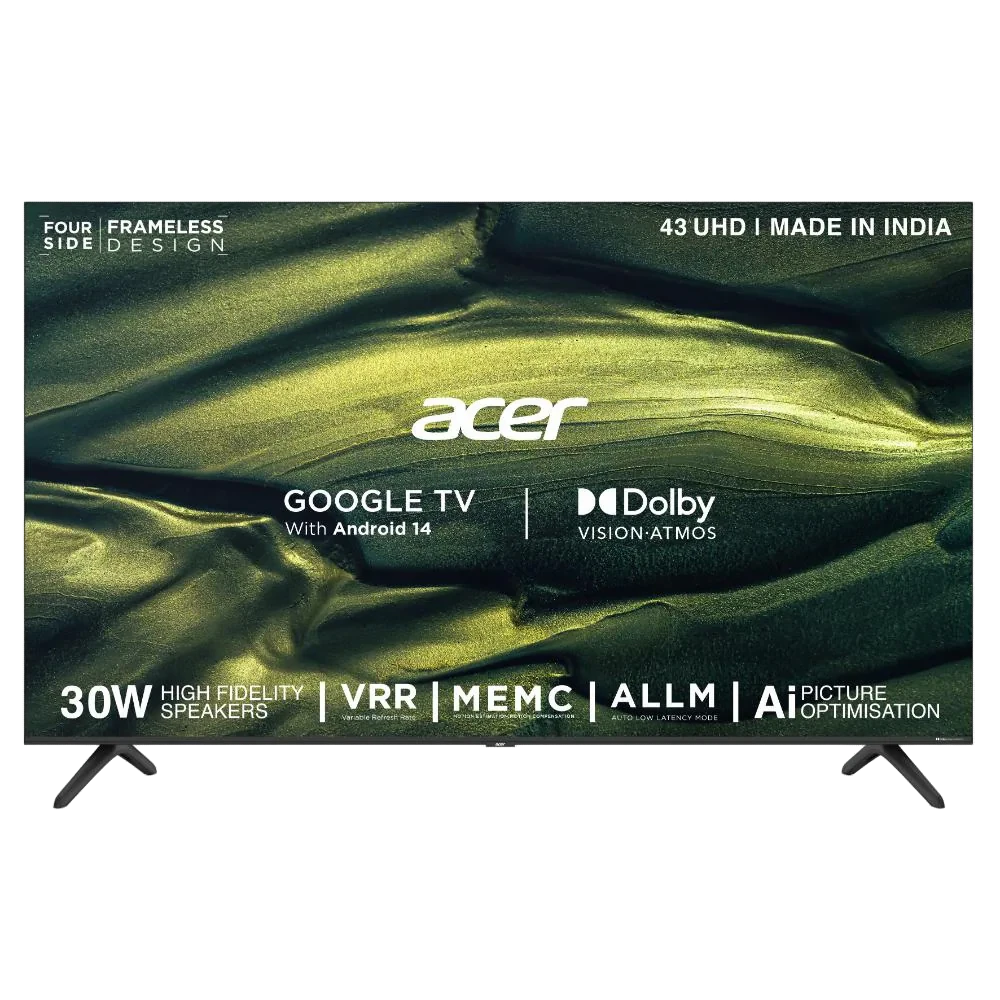 Acer L Series 109 cm (43 inches) 4K Ultra HD Smart LED Google TV, AR43UDLGU2875AT, Black, 2024 Model