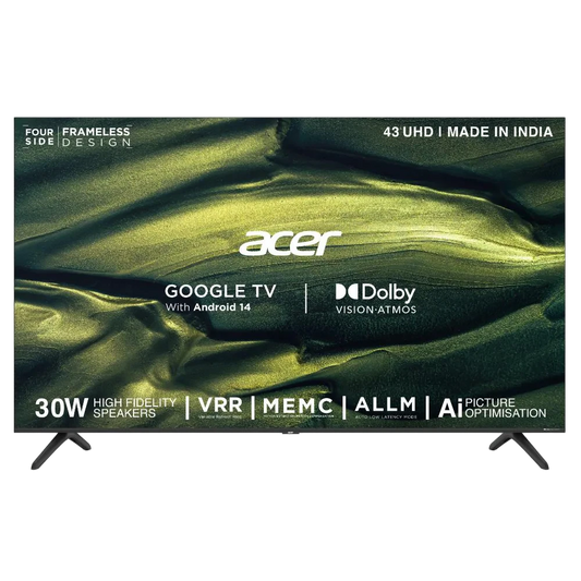 Acer L Series 109 cm (43 inches) 4K Ultra HD Smart LED Google TV, AR43UDLGU2875AT, Black, 2024 Model