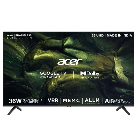 Acer L Series 139 cm (55 inches) 4K Ultra HD Smart LED Google TV, AR55UDLGU2875AT, Black, 2024 Model