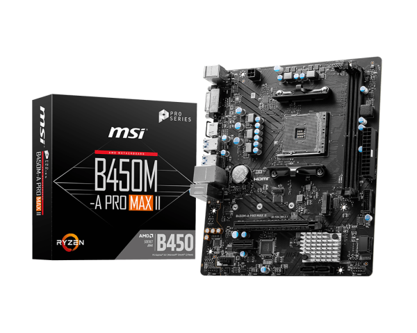 MSI B450M-A Pro Max II AMD AM4 DDR4 Turbo M.2 USB 3.2 Motherboard