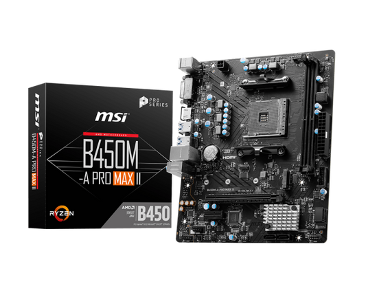 MSI B450M-A Pro Max II AMD AM4 DDR4 Turbo M.2 USB 3.2 Motherboard