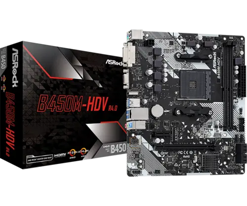 ASRock B450M-HDV R4.0 AM4 Socket DDR4 AMD Motherboard