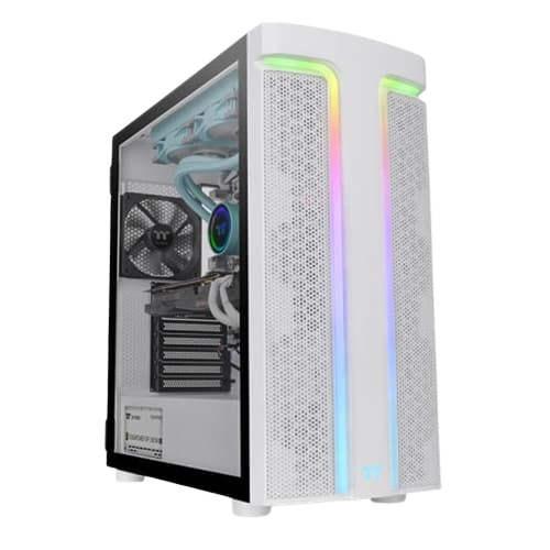 Thermaltake H590 TG Snow ARGB (E-ATX) Mid Tower Cabinet (White)