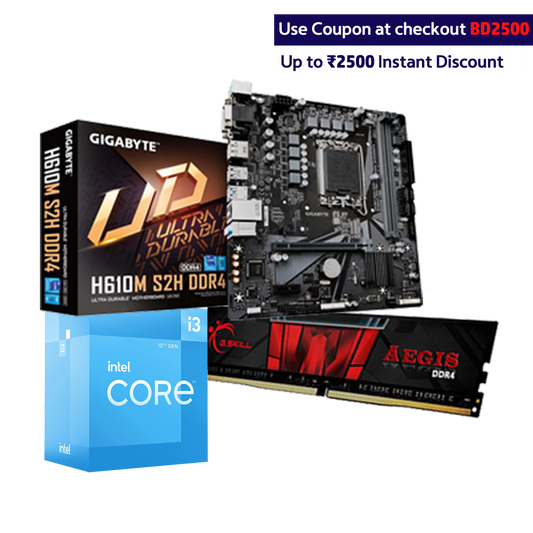 Gigabyte H610M S2H DDR4 +  Intel Core i3 -12100 + G Skill Aegis 8GB