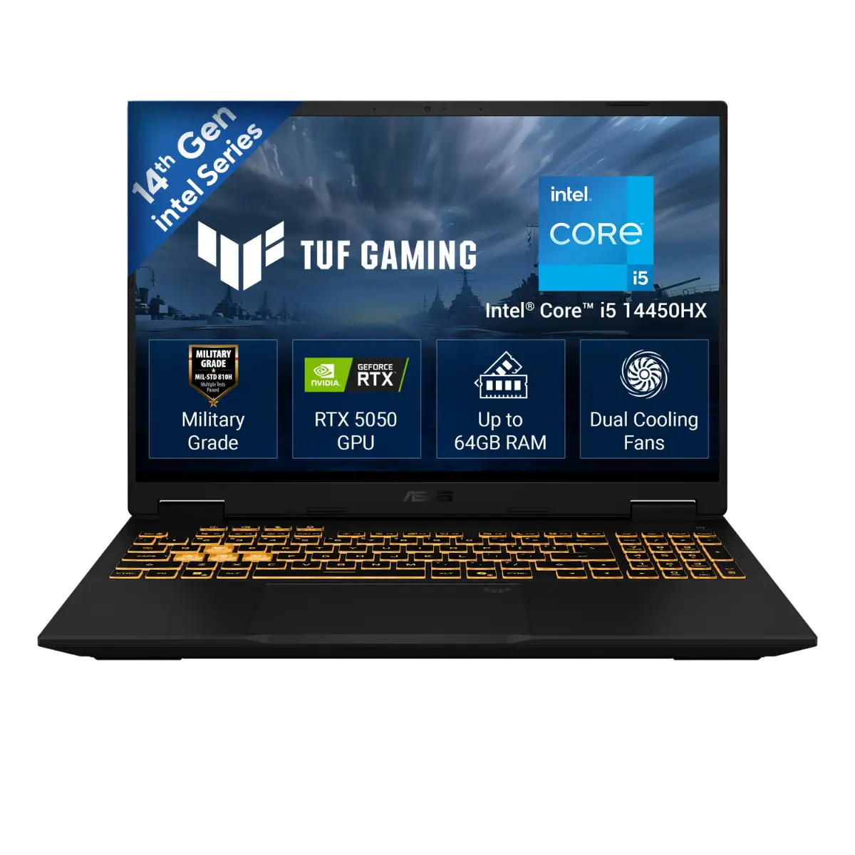ASUS TUF Gaming 16 FX610JH-TU080WS Intel Core i5-14450HX 16GB DDR5 512GB PCIe 4.0 SSD RTX 5050 8GB GDDR7 16-inch FHD+ 144Hz Windows11 MS Office 2024