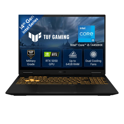 ASUS TUF Gaming 16 FX610JH-TU080WS Intel Core i5-14450HX 16GB DDR5 512GB PCIe 4.0 SSD RTX 5050 8GB GDDR7 16-inch FHD+ 144Hz Windows11 MS Office 2024