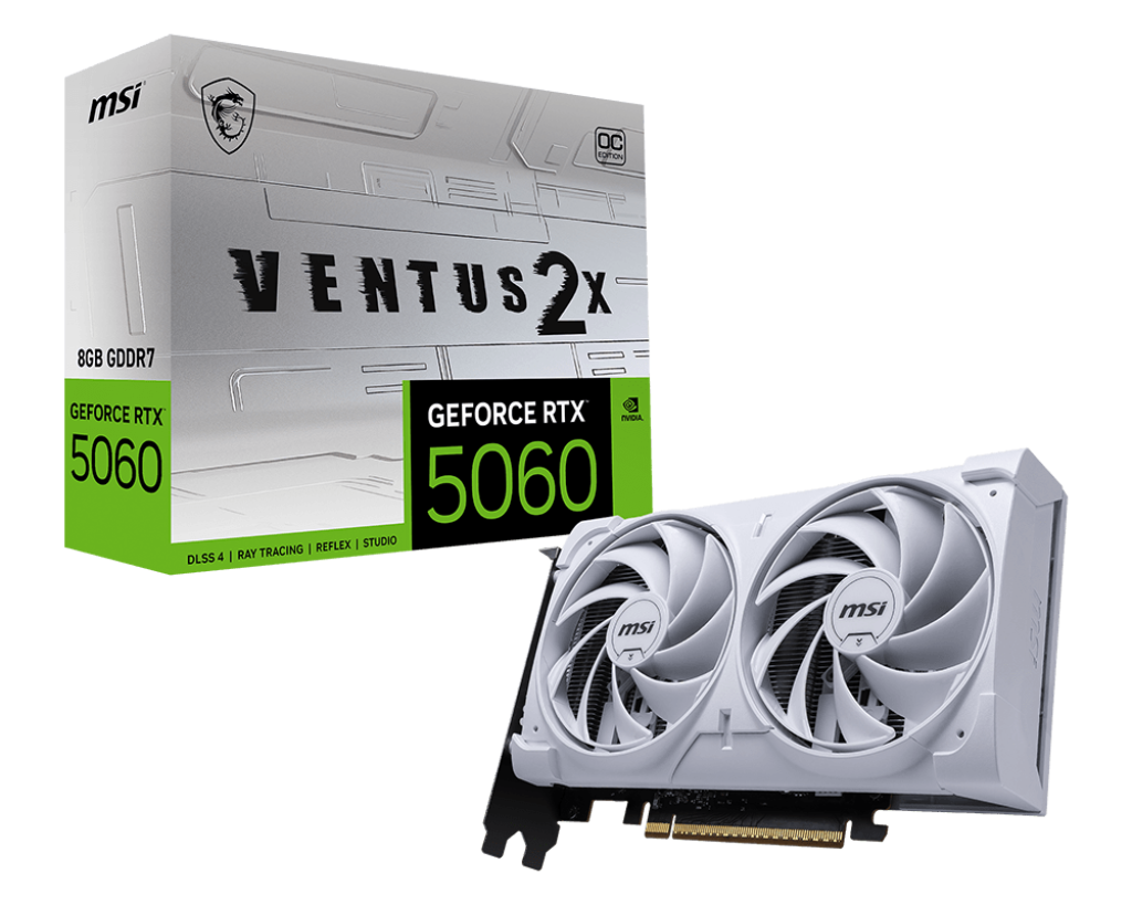 MSI GeForce RTX 5060 8G VENTUS 2X OC WHITE GDDR7 Graphics Card - G5060-8V2CW