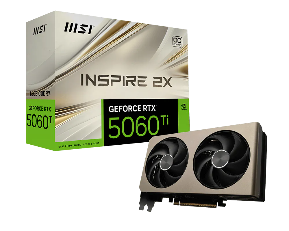 MSI GeForce RTX 5060 Ti 16G INSPIRE 2X OC GDDR7 Graphics Card - G506T-16I2C
