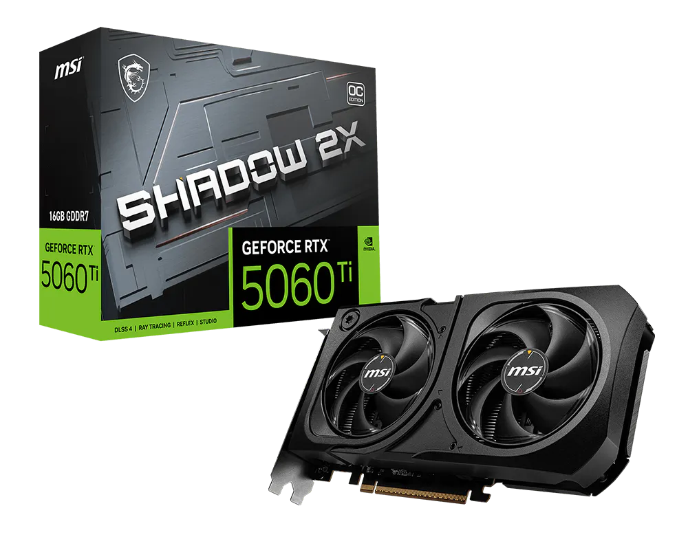 MSI RTX 5060 Ti Shadow 2X OC Plus 16GB GDDR7 Graphics Card - G506T-16S2CP