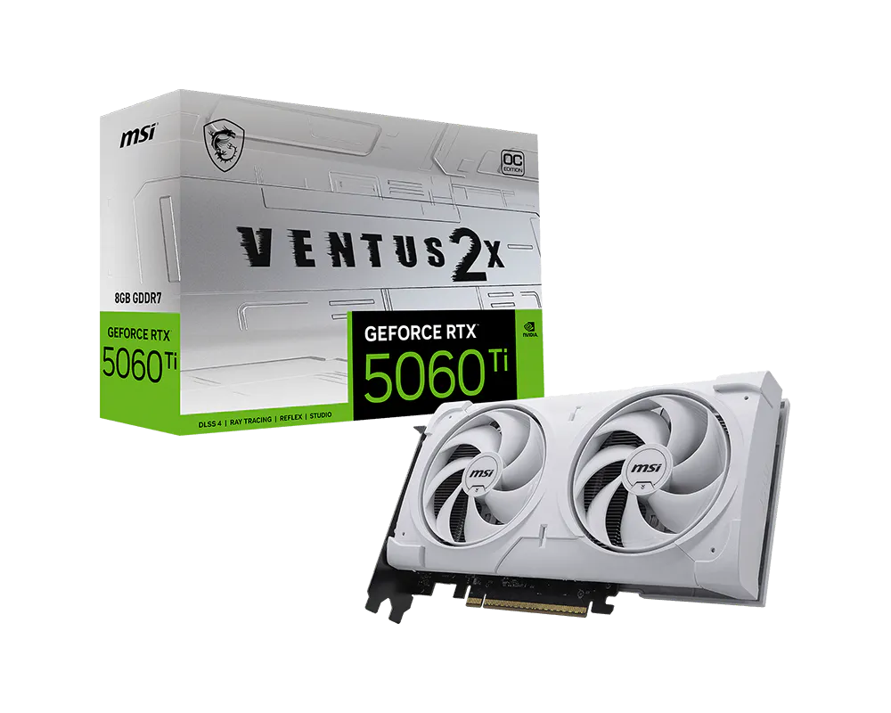 MSI GeForce RTX 5060 Ti 8G VENTUS 2X OC WHITE PLUS 8GB GDDR7 Graphics Card - G506T8V2CWP