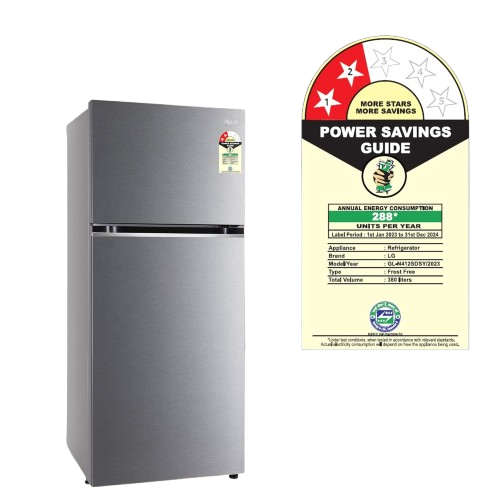 LG 380 L 2 Star Frost Free Smart Inverter Double Door Refrigerator Appliance (2023 Model, GL-N412SDSY, Dazzle Steel, Express Freeze)