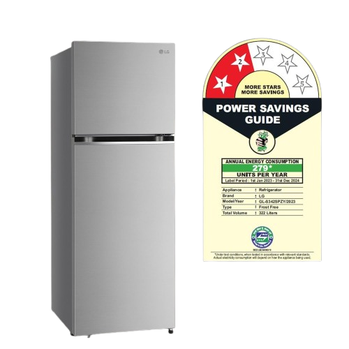 LG 322 L 2 Star Frost-Free Smart Inverter Double Door Refrigerator (GL-S342SPZY, Shiny Steel, Convertible & Multi Air Flow)