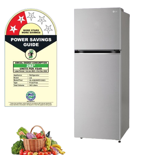 LG 343 L 2 Star Frost-Free Smart Inverter Double Door Refrigerator (GL-S382SPZY, Shiny Steel, Convertible & Multi Air Flow Cooling, Gross Volume- 360 L)