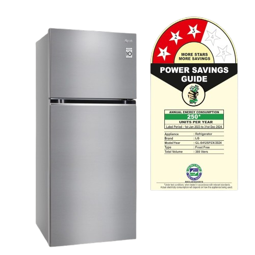 LG 380 L 3 Star Frost-Free Smart Inverter Double Door Refrigerator (2024 Model, GL-S412SPZX, Shiny Steel, Convertible with Express Freeze)
