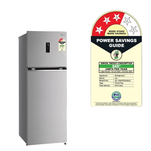 LG 343 L 3 Star Frost-Free Smart Inverter Wi-Fi Double Door Refrigerator Appliance (‎2023 Model, GL-T382TPZX, Shiny Steel, Convertible & Door Cooling+)