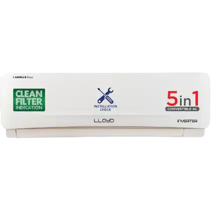 LLOYD 1.5 Ton 5 Star 5 in 1 Convertible Inverter Split AC, GLS18I5FOGEV (4 Way Swing, Turbo Cool, Clean Filter Indication, 100 percent Copper, 2024 Launch)